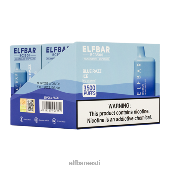 ZH4NX55 ELFBAR blue razz ice 3500 tarbija - ühekordne - 50mg