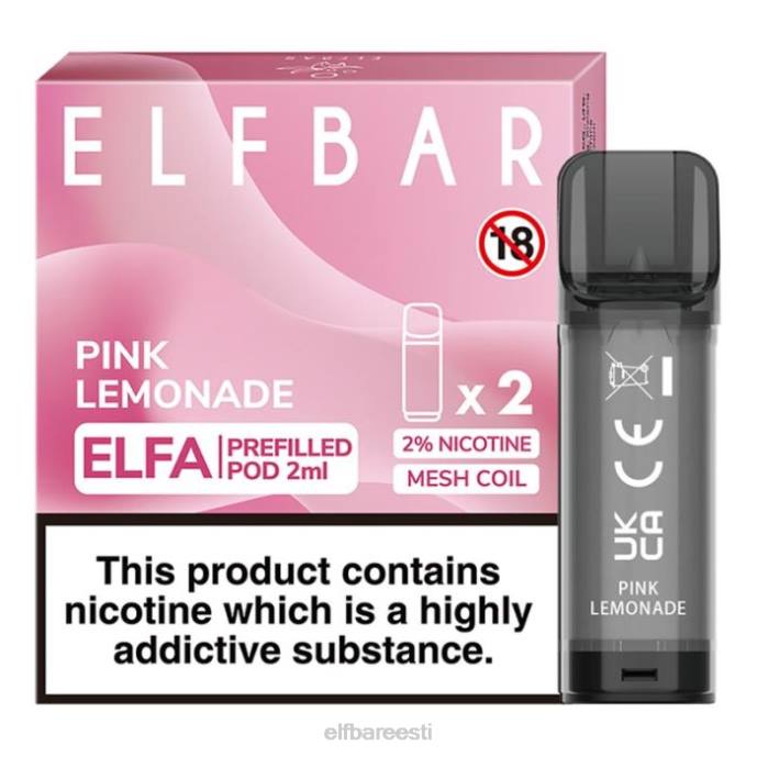 elfbar elfa eeltäidetud kaun - 2ml - 20mg (2 pakki) 46F6R111 roosa limonaad