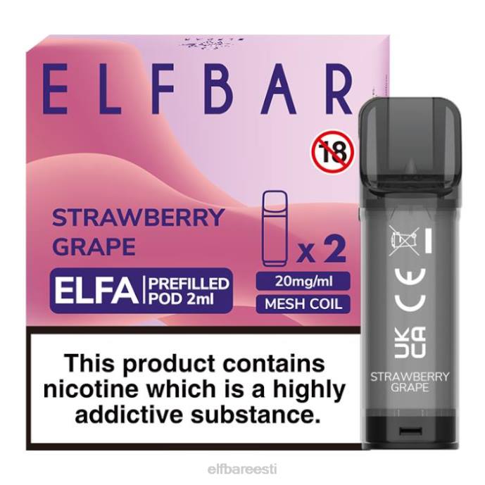 elfbar elfa eeltäidetud kaun - 2ml - 20mg (2 pakki) 46F6R130 maasika viinamari