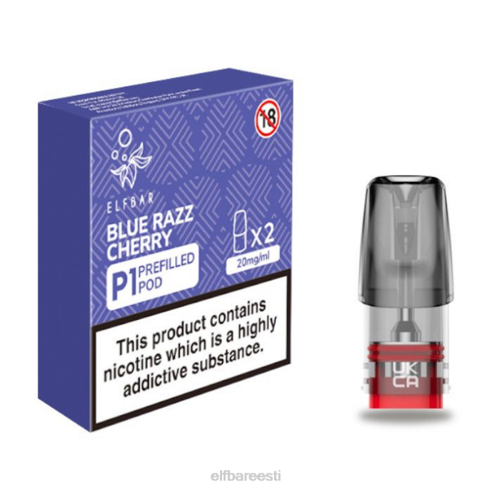 elfbar mate 500 p1 eeltäidetud kaunad - 20 mg (2 pakki) sinine razz kirss 46F6R165
