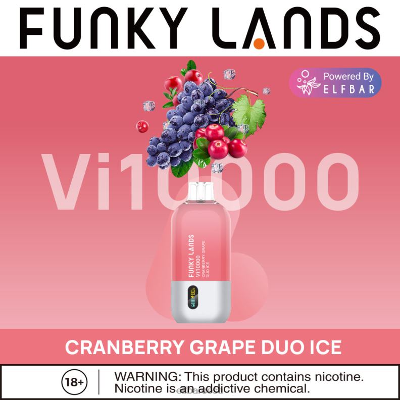 24H0X156 ELFBAR funky landsi parima maitsega ühekordne vape vi10000 jääsari jõhvika viinamarja duo jää